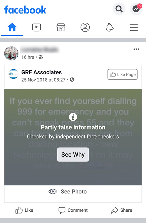 Facebook Partly False
